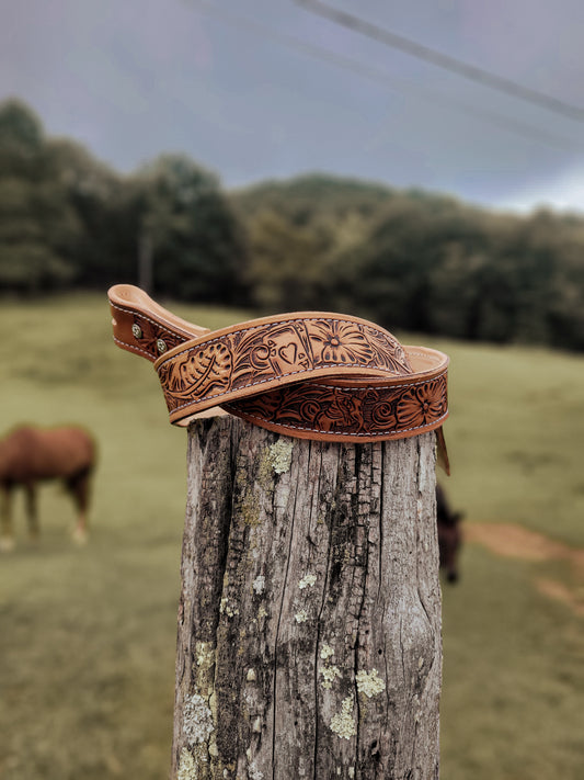 Custom tooled leather belt