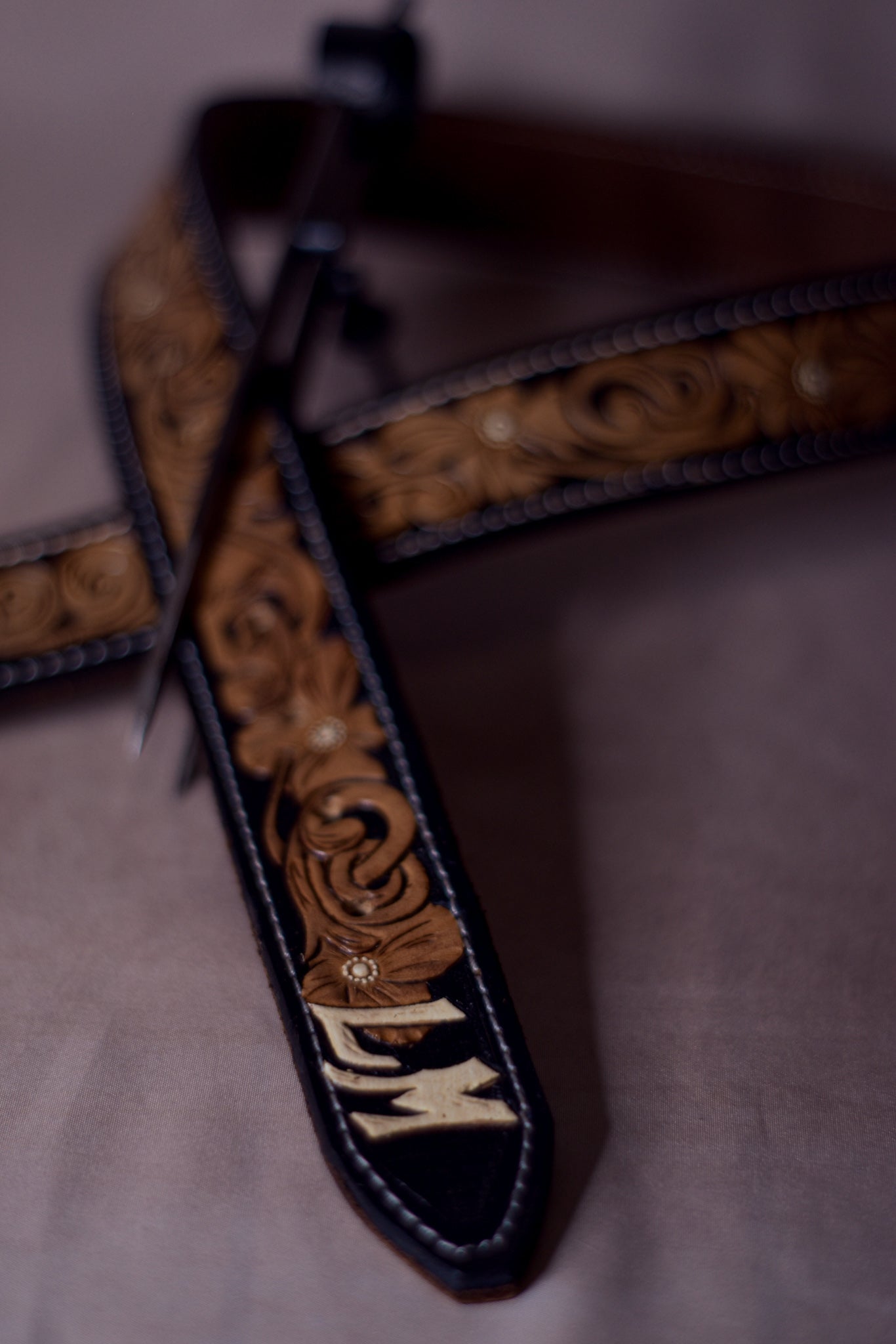 Custom tooled leather belt